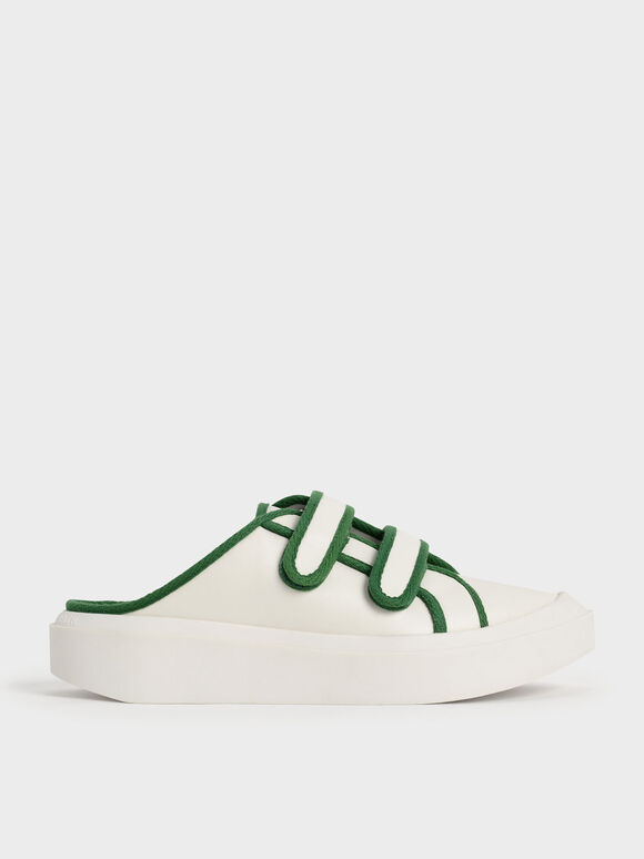 Two-Tone Velcro Sneaker Mules, Green, hi-res