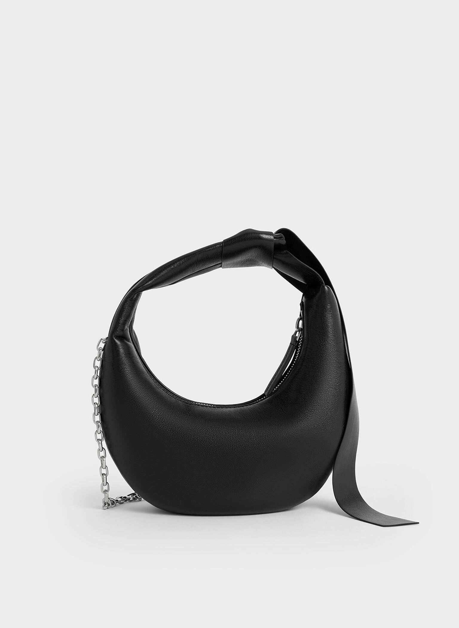 Micro Toni Knotted Crescent Hobo Bag, Noir, hi-res