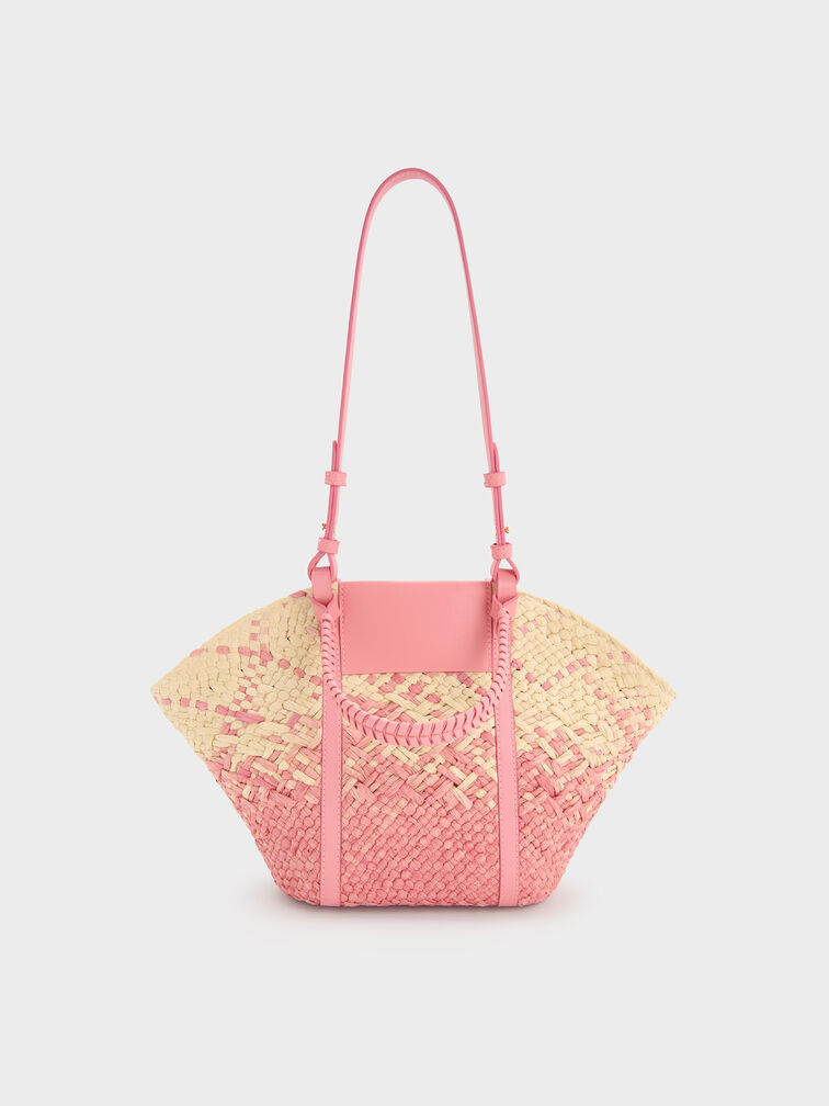 Shalia Raffia Basket Bag, Guava Pink, hi-res