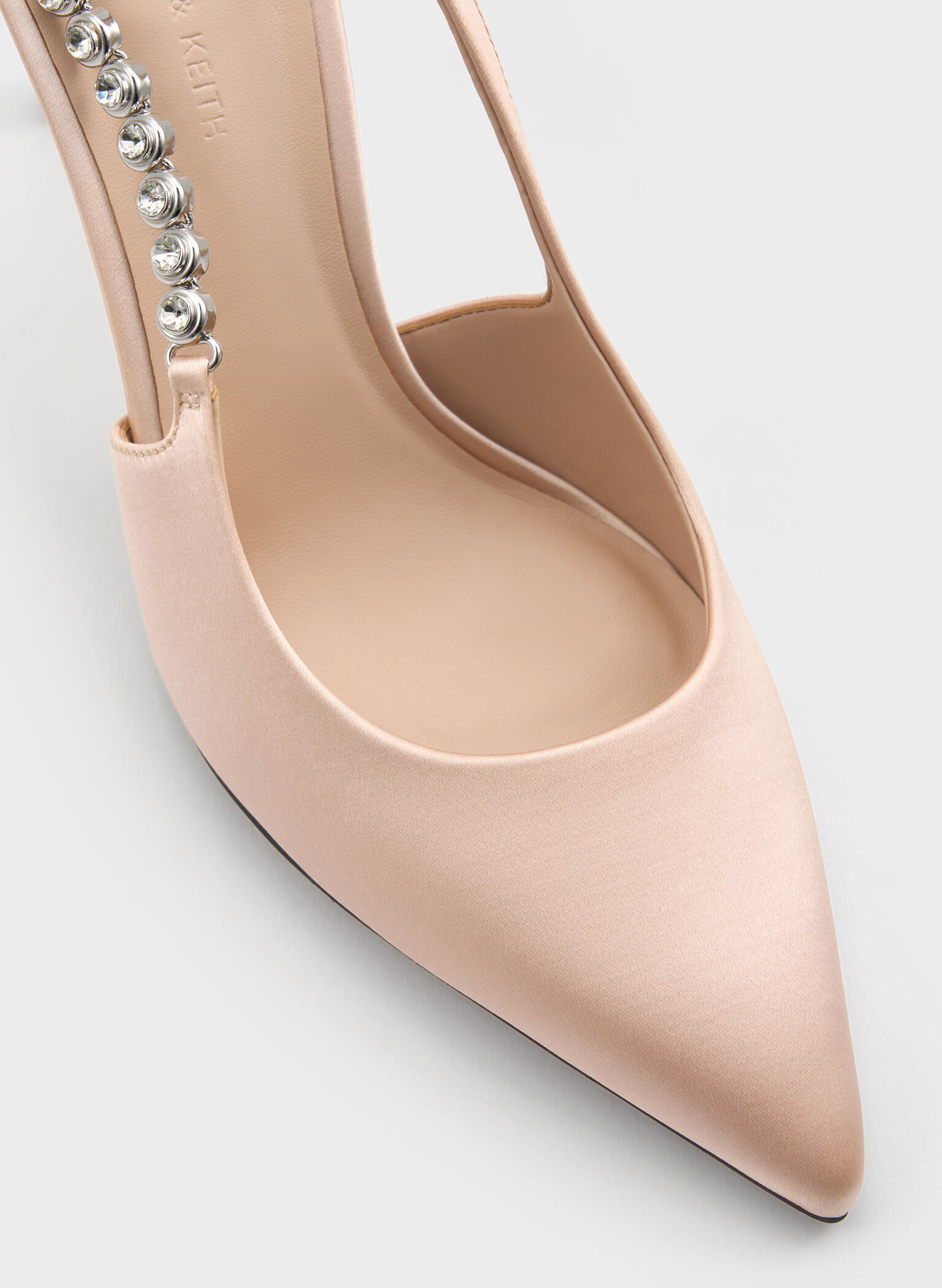 Flores Recycled Polyester Gem-Strap Slingback Pumps, Beige, hi-res