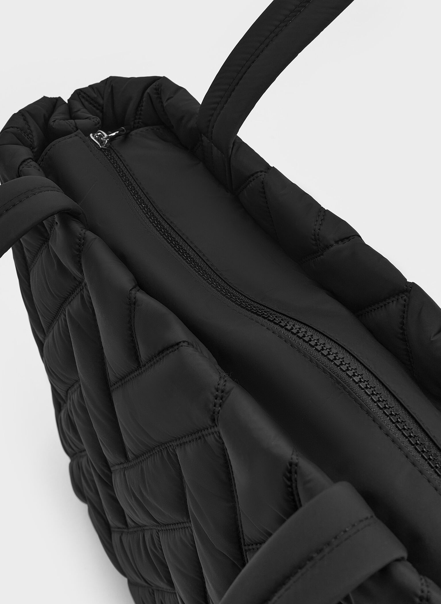 Nylon Chevron Tote Bag, Jet Black, hi-res