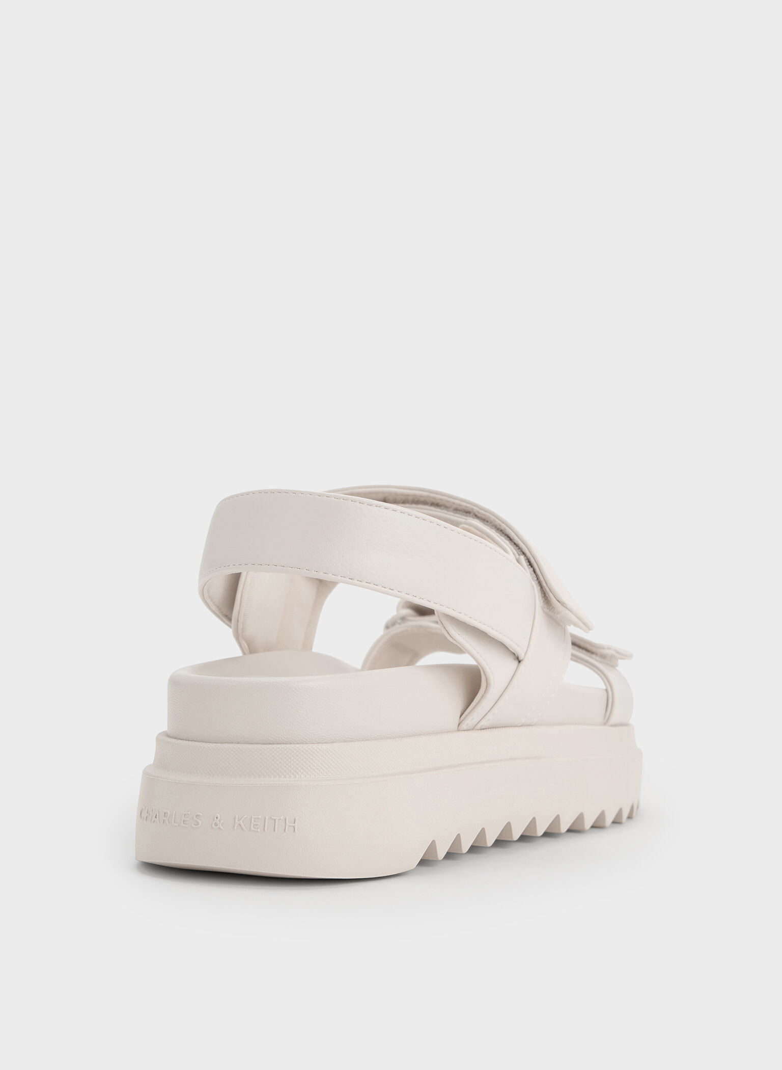 Double-Strap Ridged-Sole Flatform Sandals, Cream, hi-res