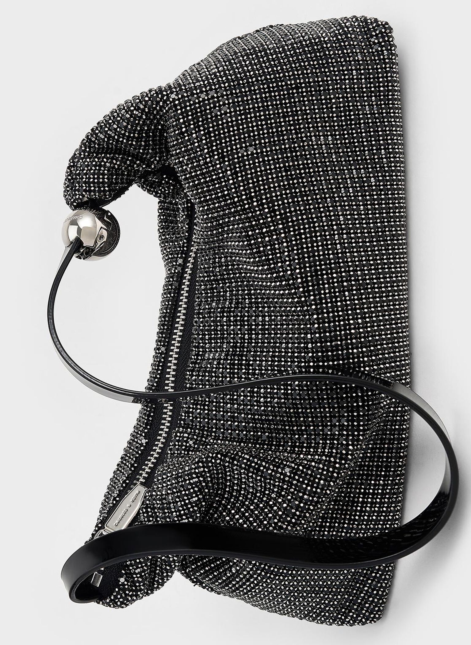 Patent Crystal-Embellished Two-Way Bag, Noir, hi-res