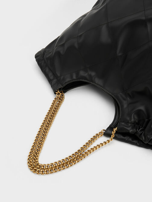 Braided Handle Tote Bag, Black, hi-res