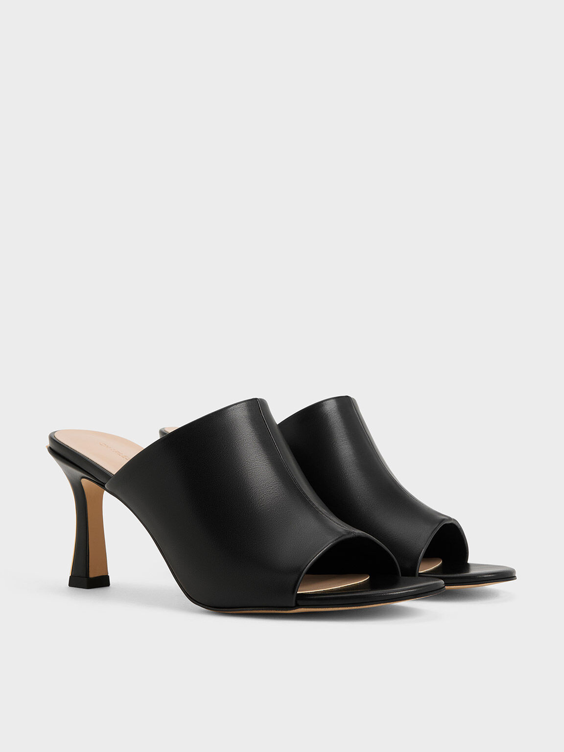 Round Toe Heeled Mules Black