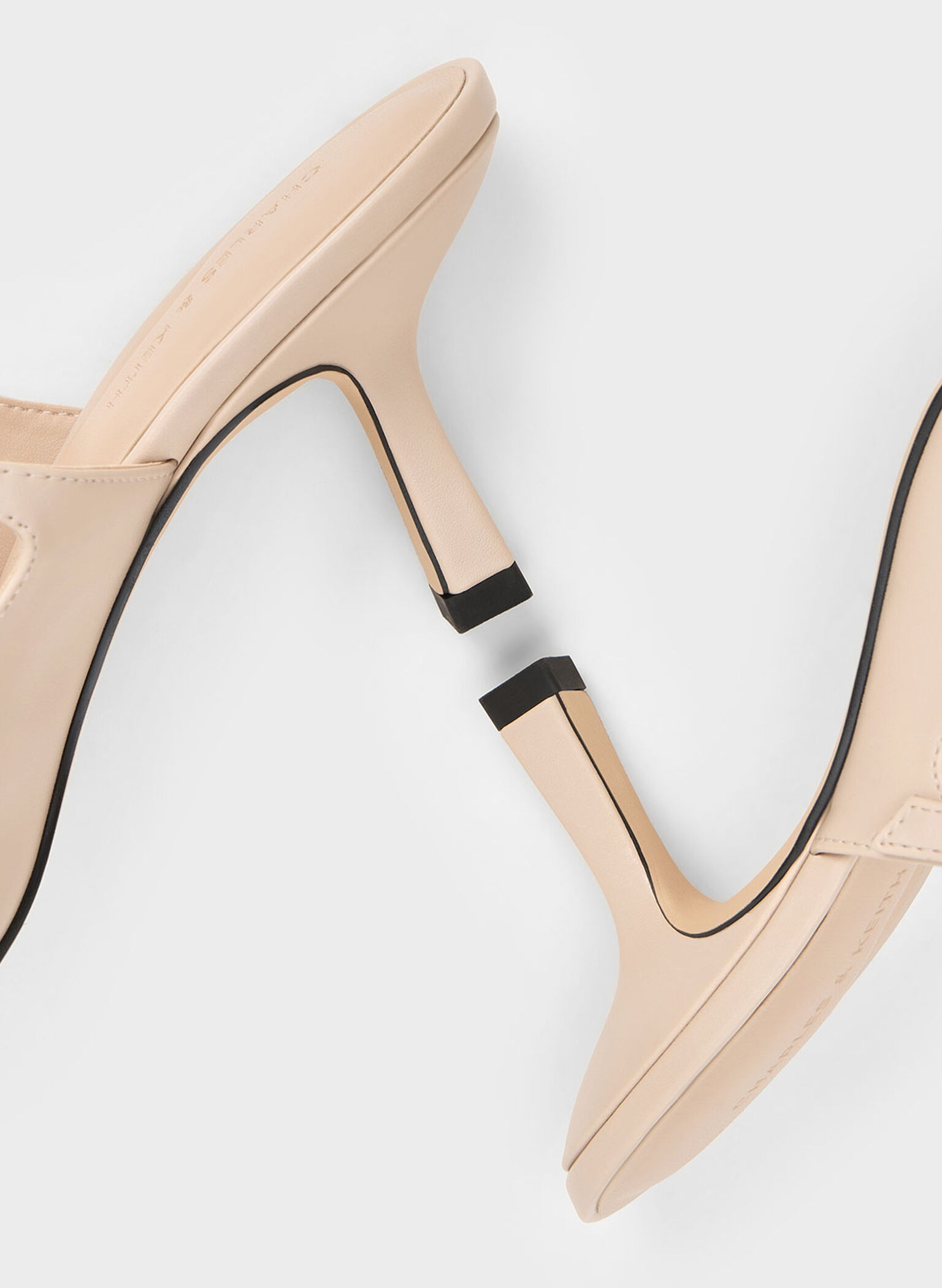 Buckle-Strap Heeled Mules, Nude, hi-res