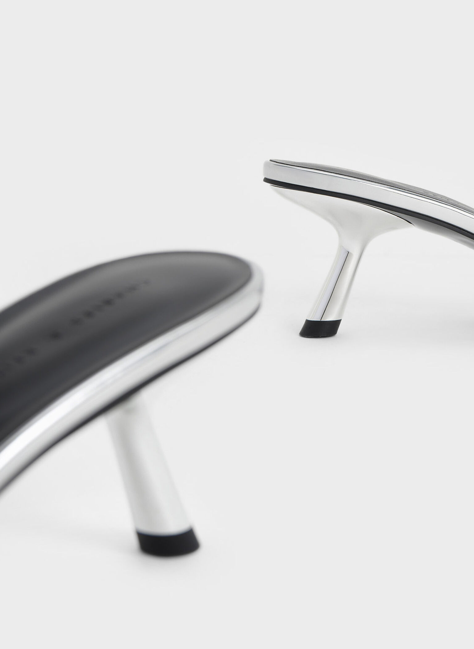 Metallic Slant Heel Mules, Silver, hi-res