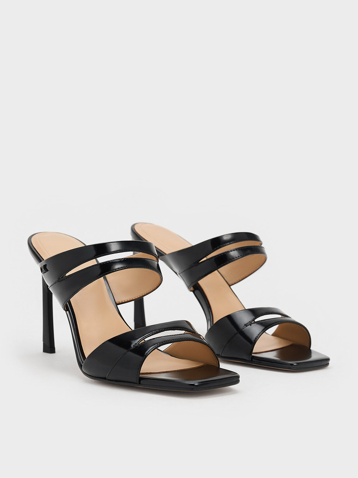 Black leather mules heel shop