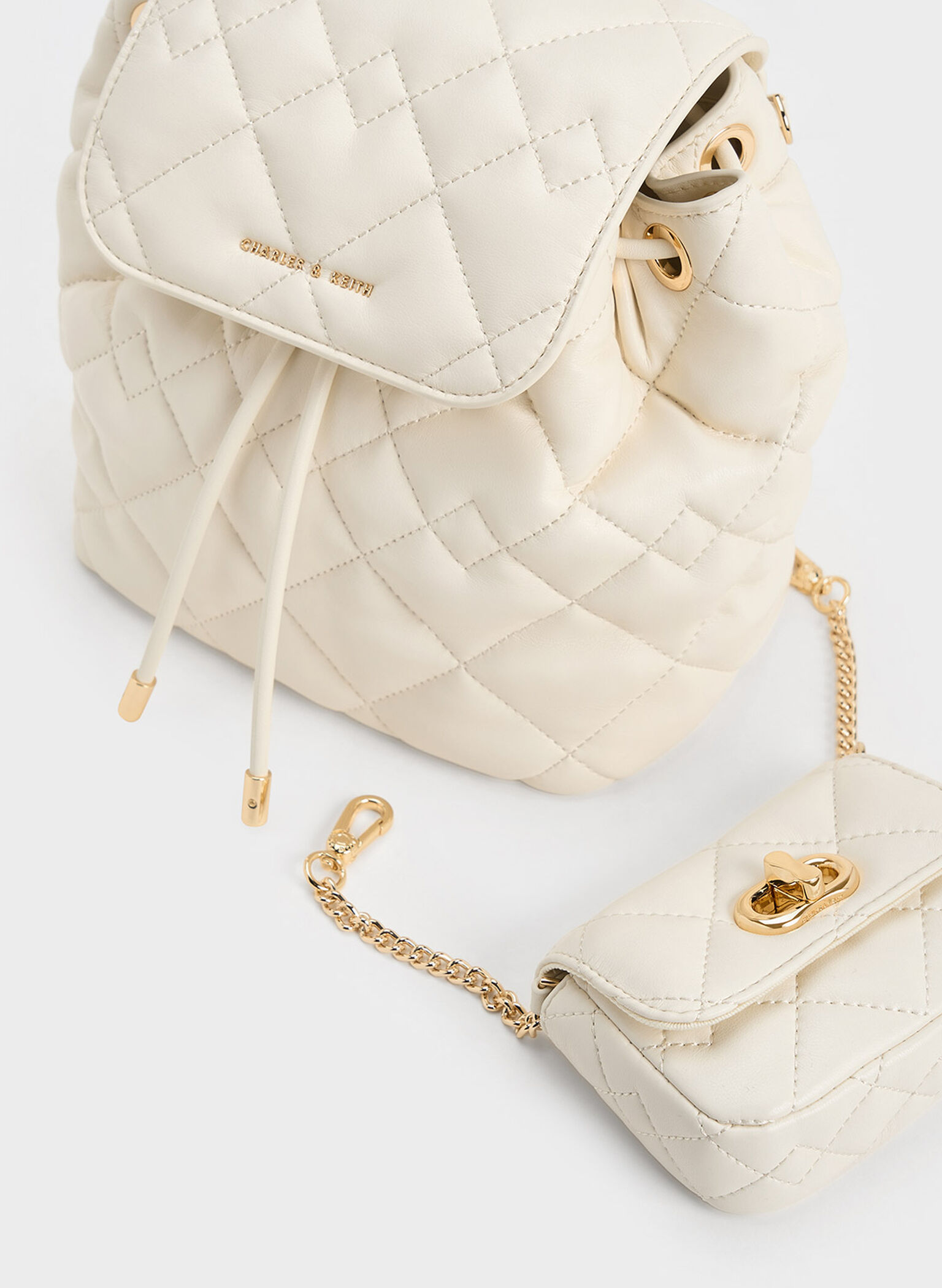 Aubrielle Quilted Backpack, Cream, hi-res