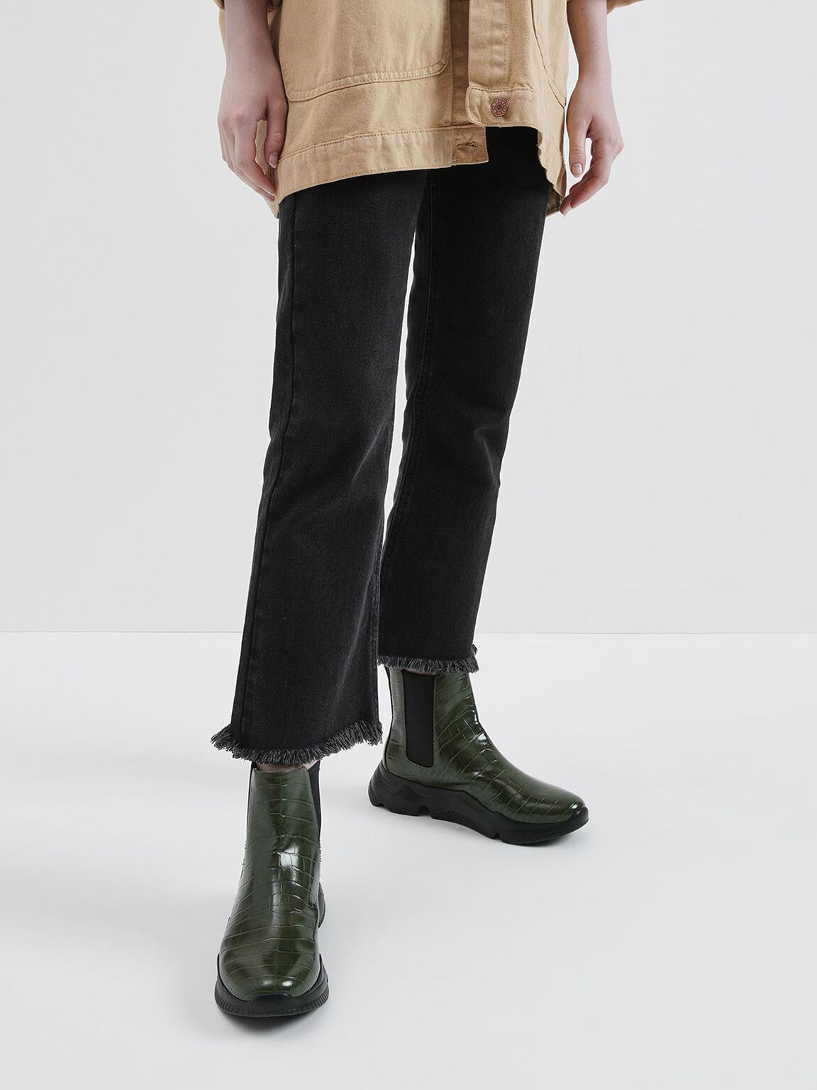 green croc ankle boots