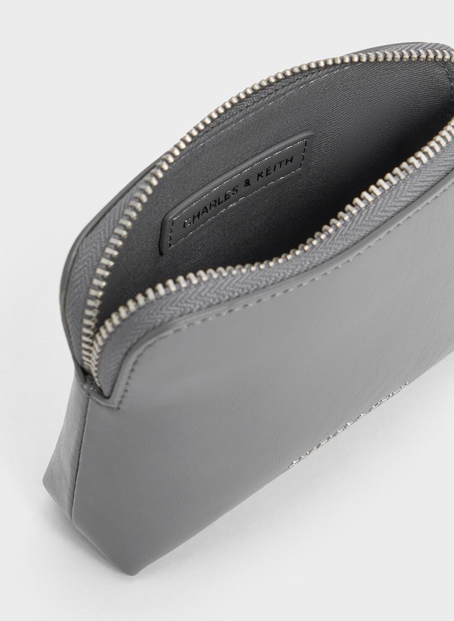 Atwood Crinkle-Effect Chain-Handle Pouch, Grey, hi-res