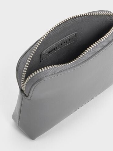 Atwood Crinkle-Effect Chain-Handle Pouch, Grey, hi-res