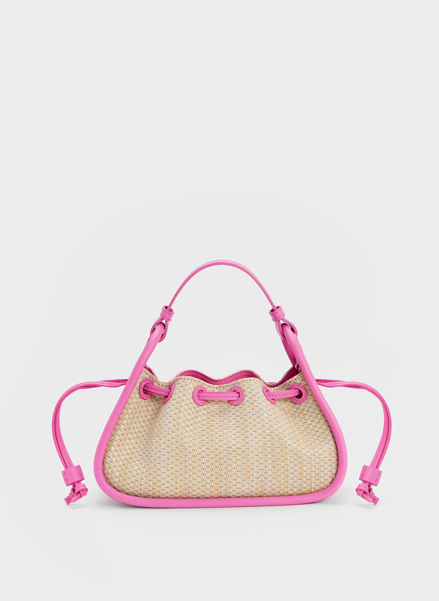 Ashby Raffia Curved Handle Bag, Pink, hi-res