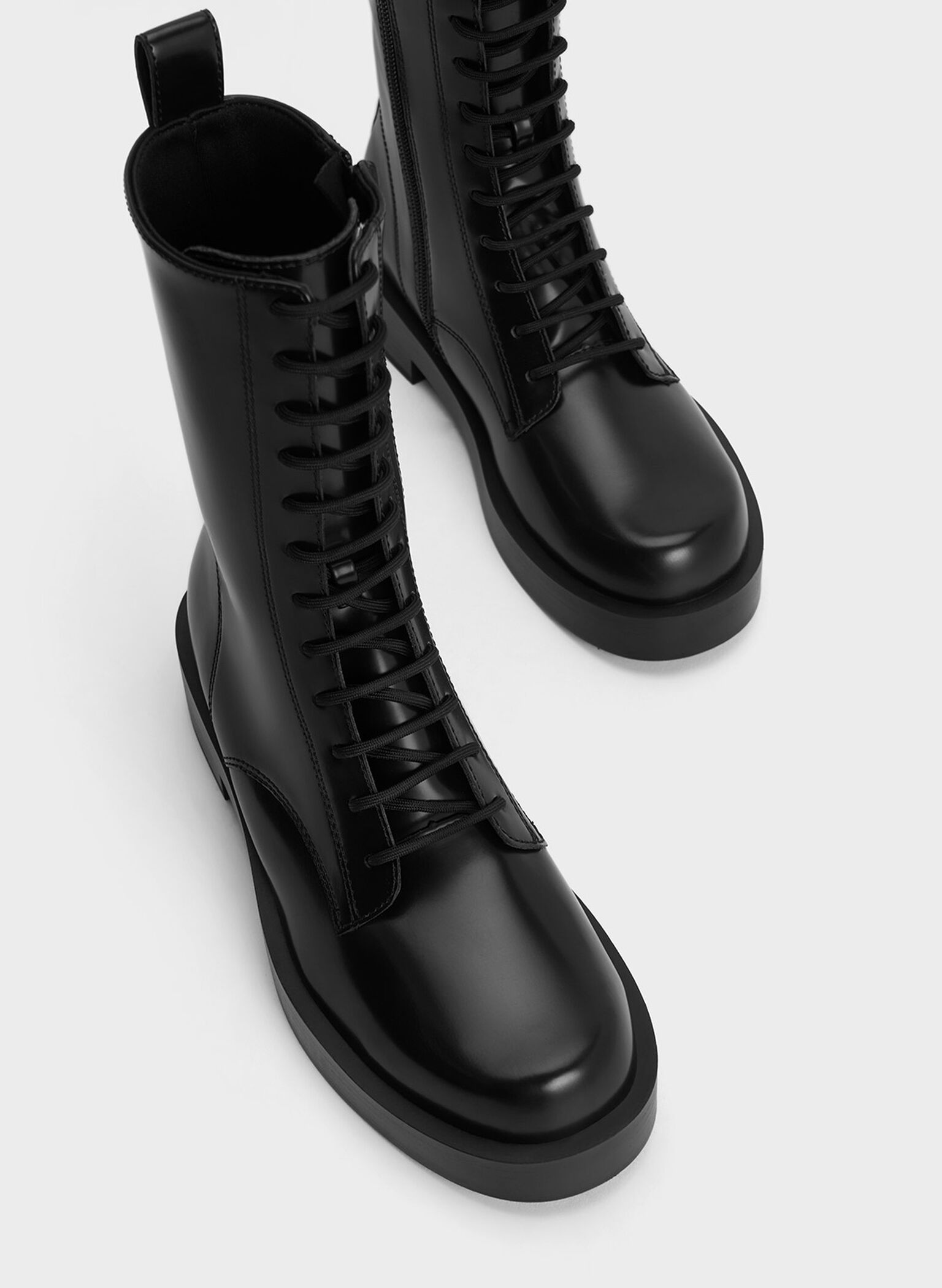 Lace-Up Calf Boots, Black Box, hi-res