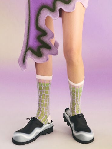 Gradient Wave Slip-On Mules, Black, hi-res