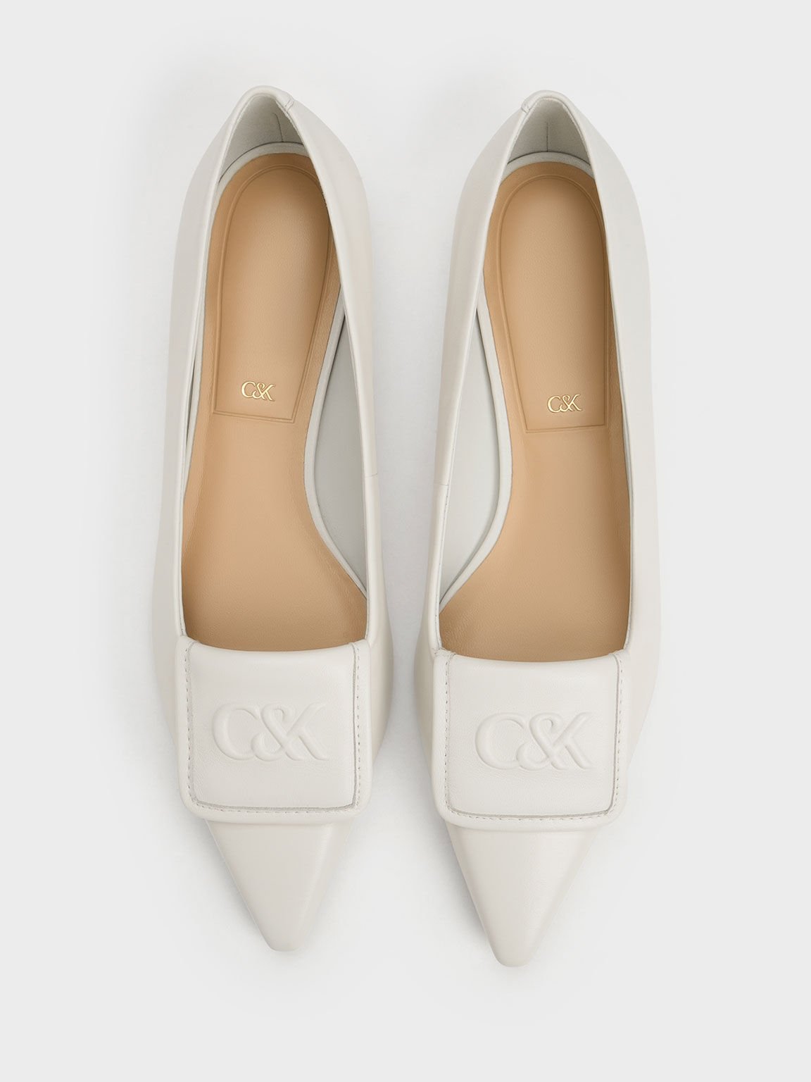 Leather Pointed Toe Flats White