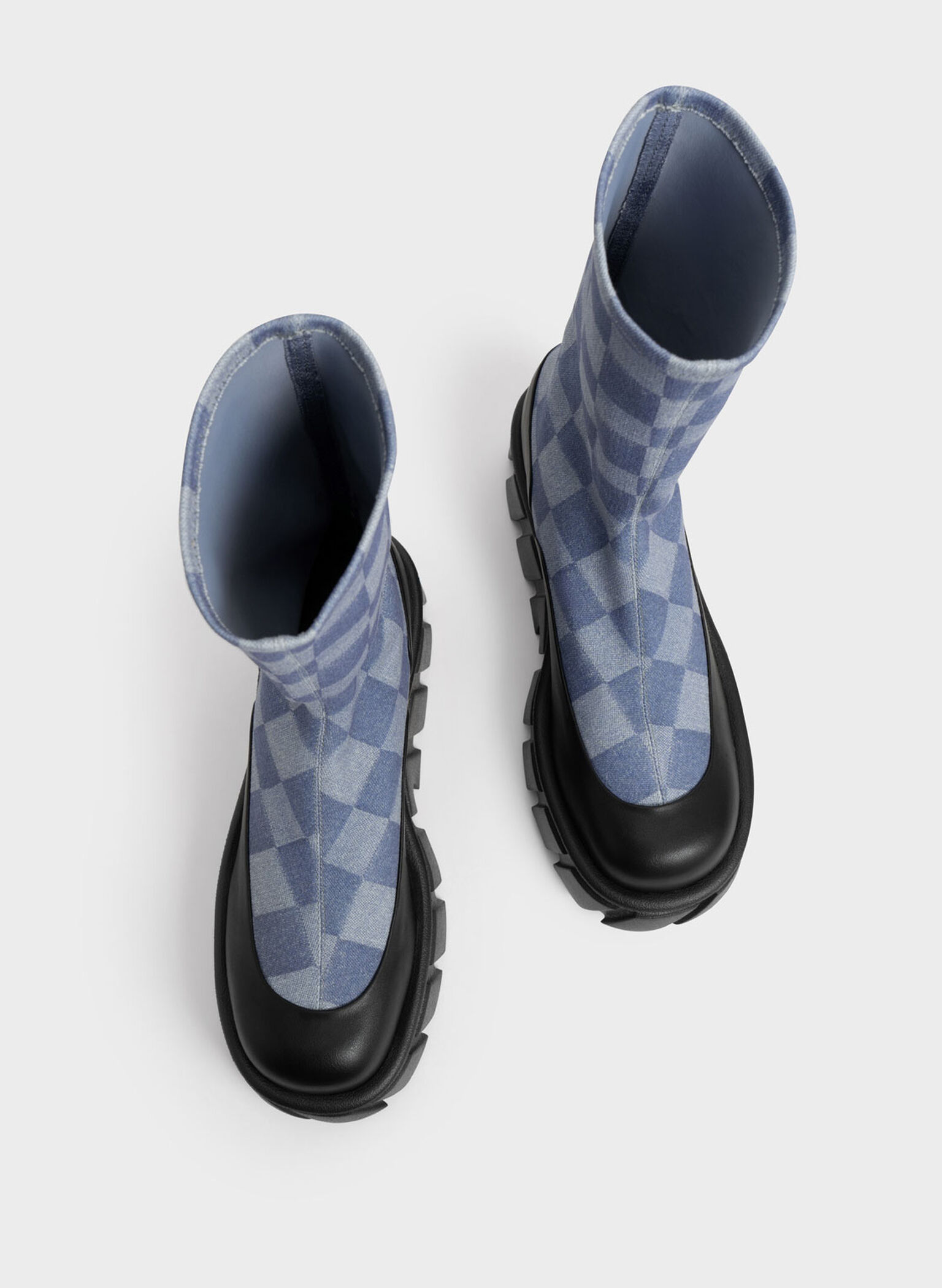 Aberdeen Denim Checkered Platform Boots, Multi, hi-res