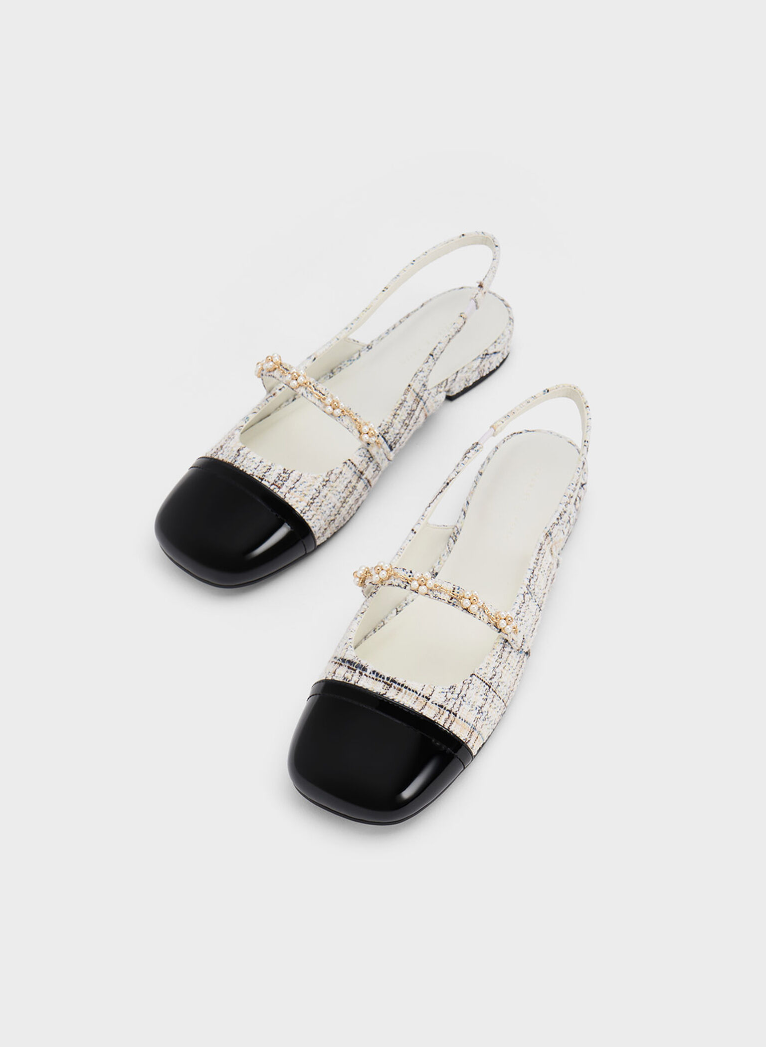 Beaded Flower Tweed Slingback Flats, Multi, hi-res
