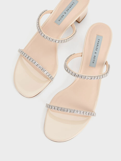 Ambrosia Gem-Embellished Mules, Cream, hi-res