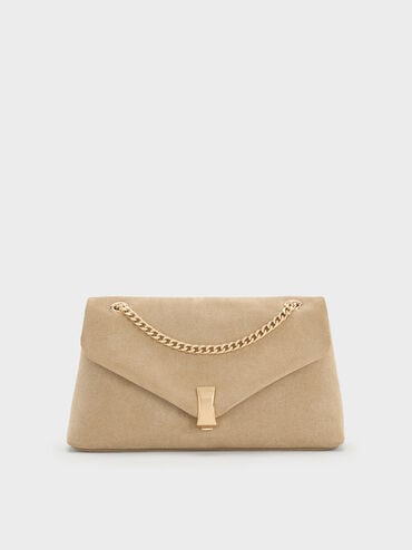 Lilibet Recycled Suede Metallic-Accent Chain-Strap Bag, Nutmeg Beige, hi-res