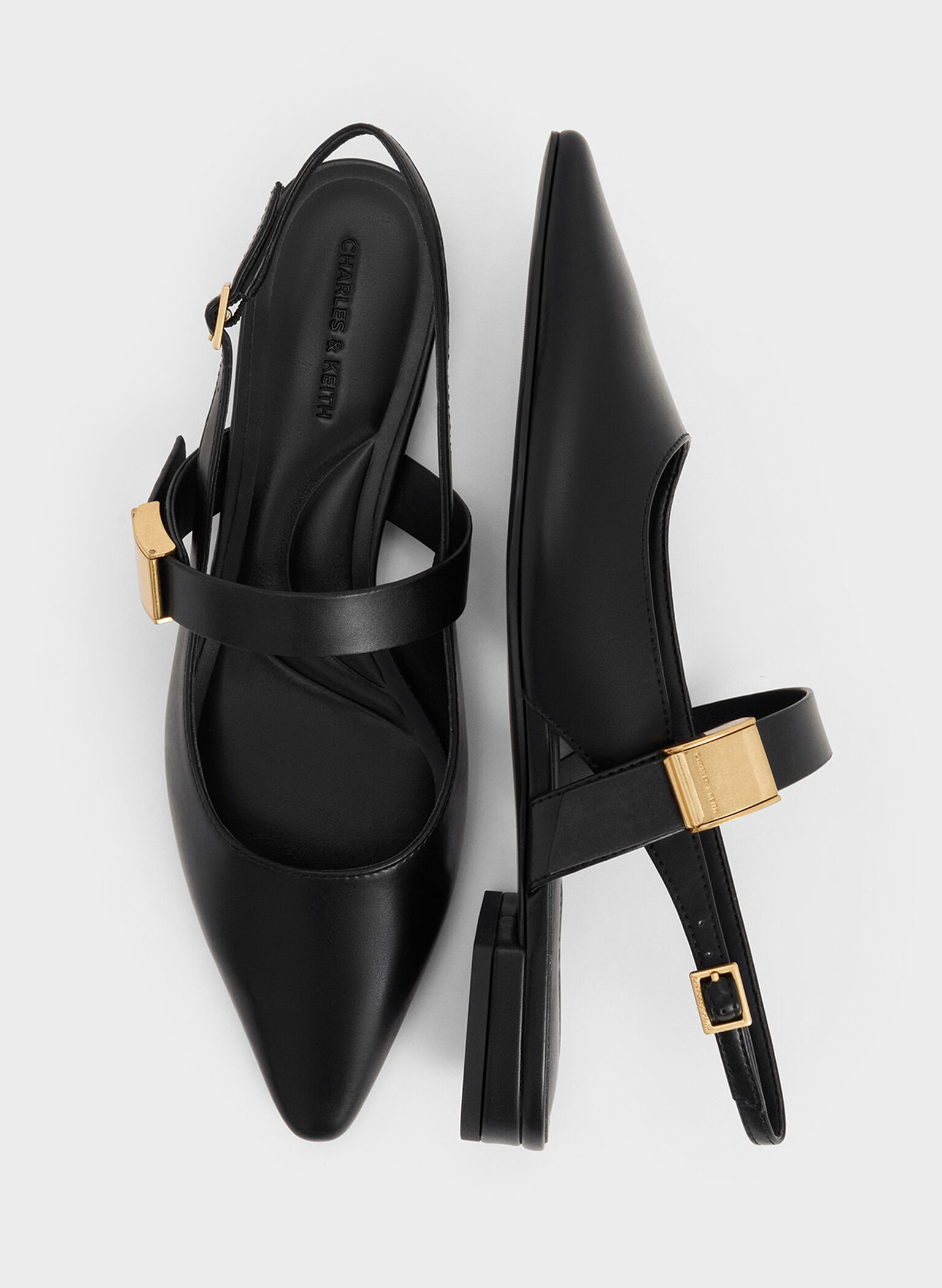 Yvette Pointed-Toe Mary Jane Flats, Black, hi-res