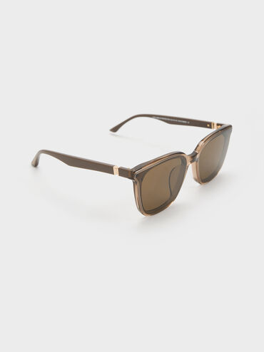 Maude Recycled Acetate Square Sunglasses, Chestnut Brown, hi-res