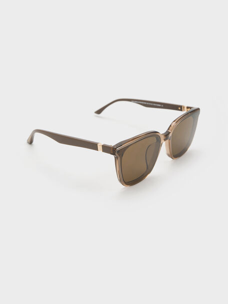 Maude Recycled Acetate Square Sunglasses, Chestnut Brown, hi-res