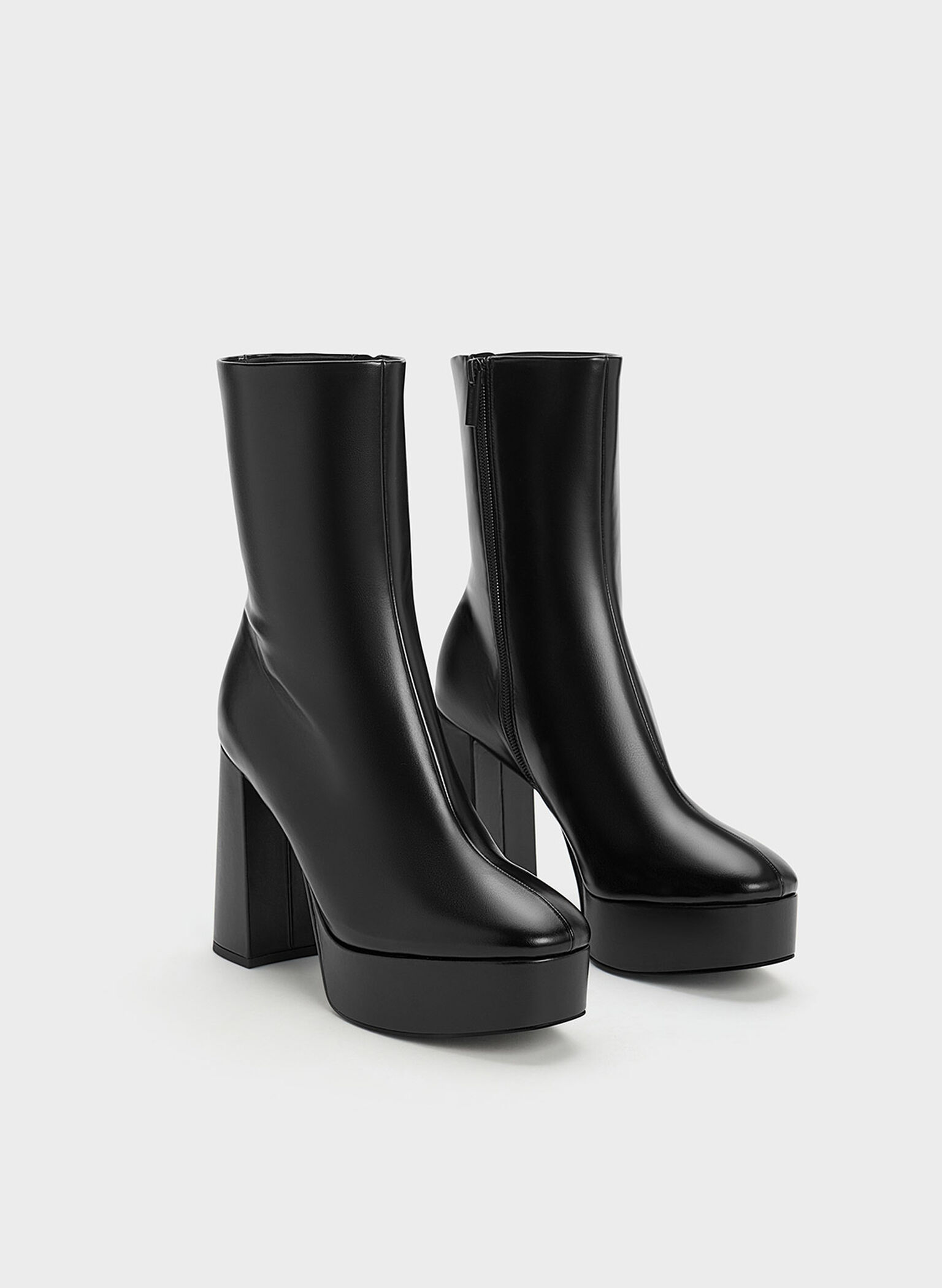Platform Side-Zip Ankle Boots, Black, hi-res