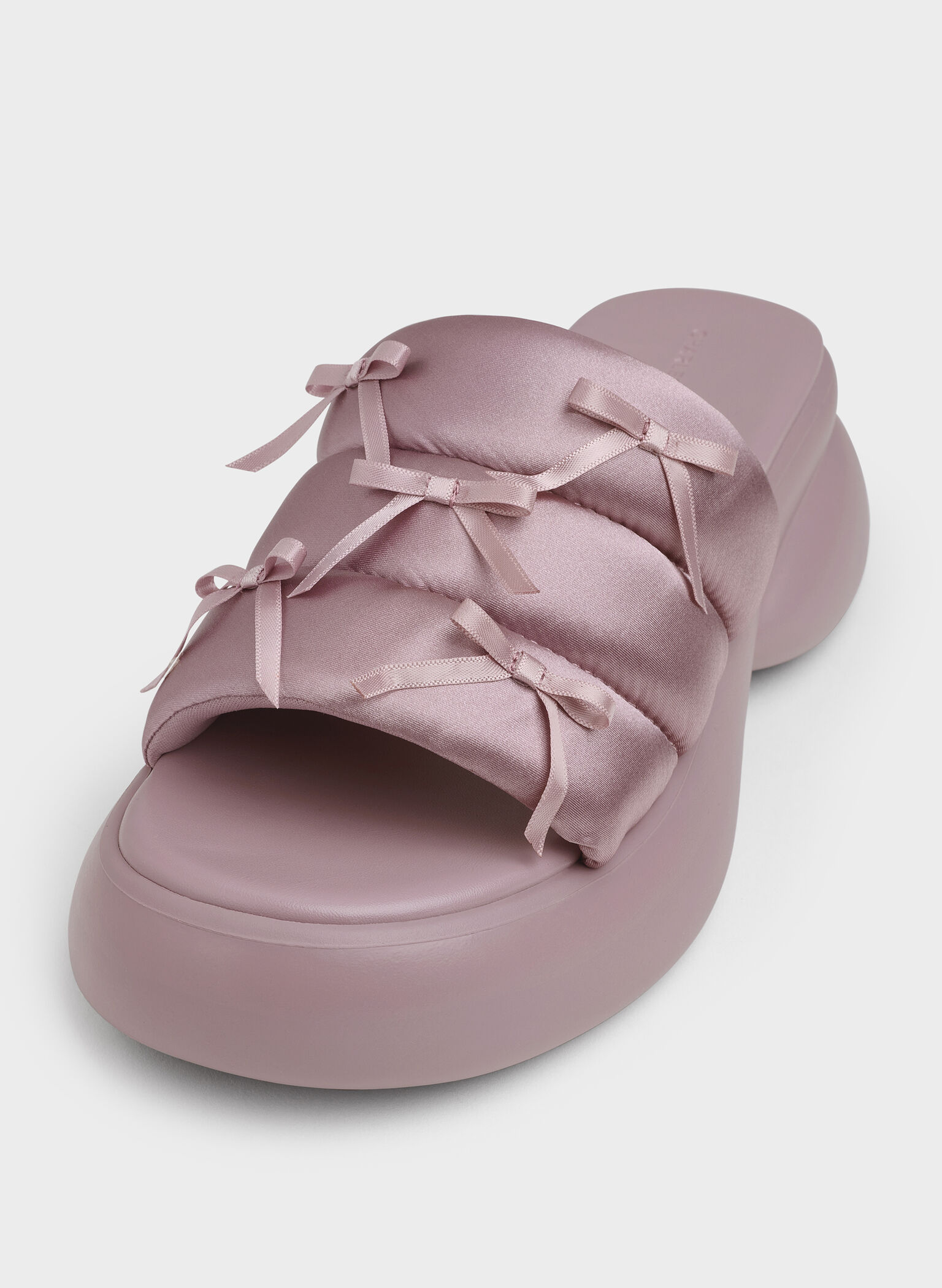 Recycled Polyester Bow Puffy Sports Sandals, Pink, hi-res