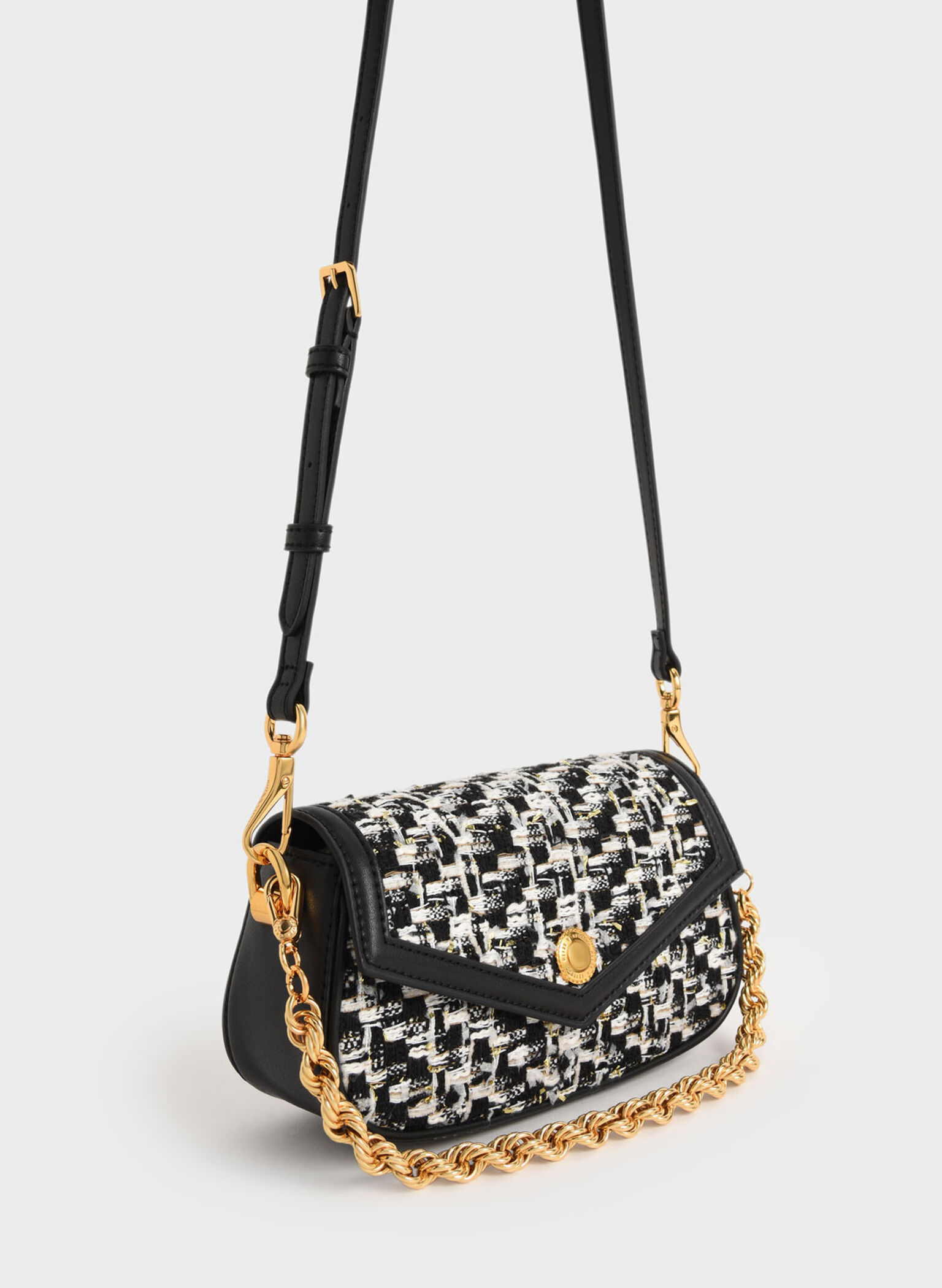 Este Tweed Chain Handle Bag, Black, hi-res