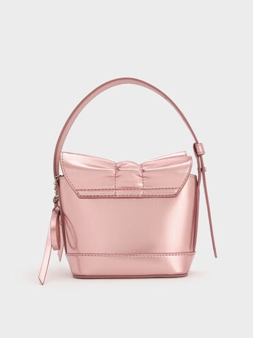 Kadee Metallic Ruched Mini Bag, Aura Pink, hi-res