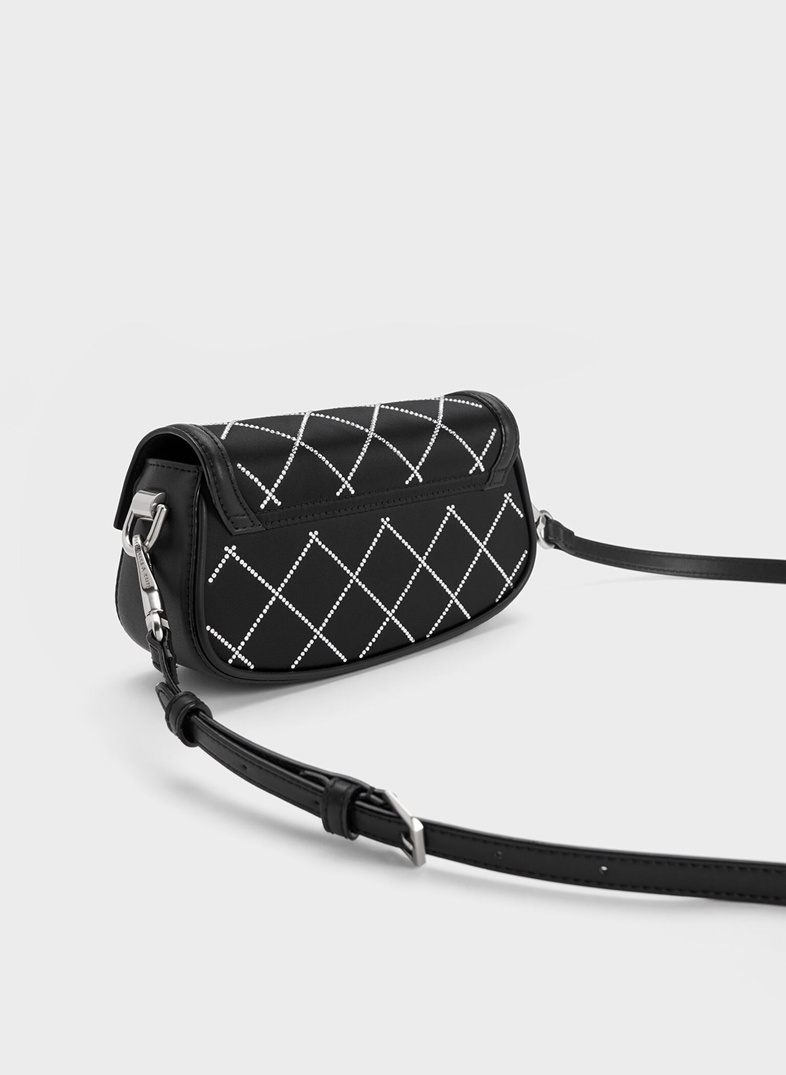 Este Chain Handle Satin Bag, Black, hi-res