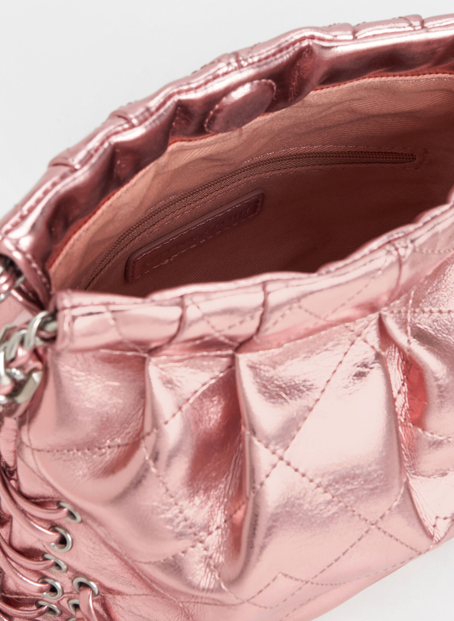 Duo Metallic Grommet Chain-Handle Two-Way Backpack, Aura Pink, hi-res