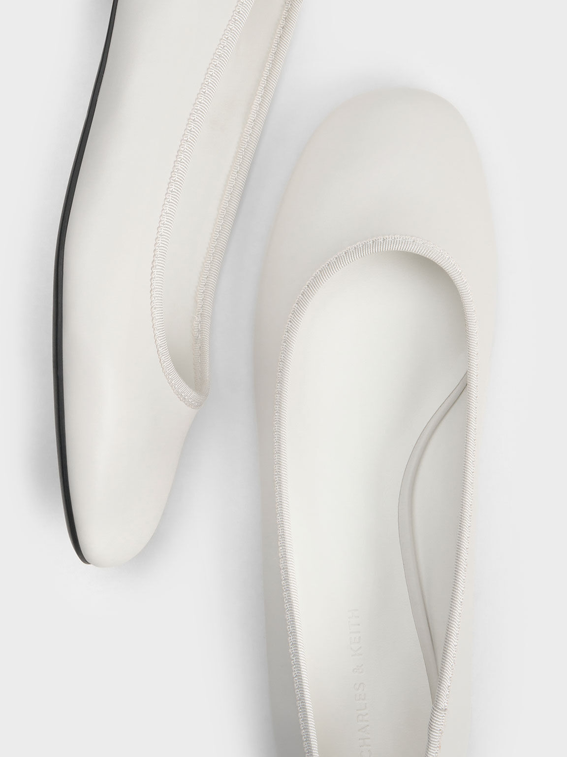 White Ankle Strap Ballet Flats CHARLES KEITH UK