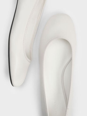 Ankle-Strap Ballet Flats, White, hi-res