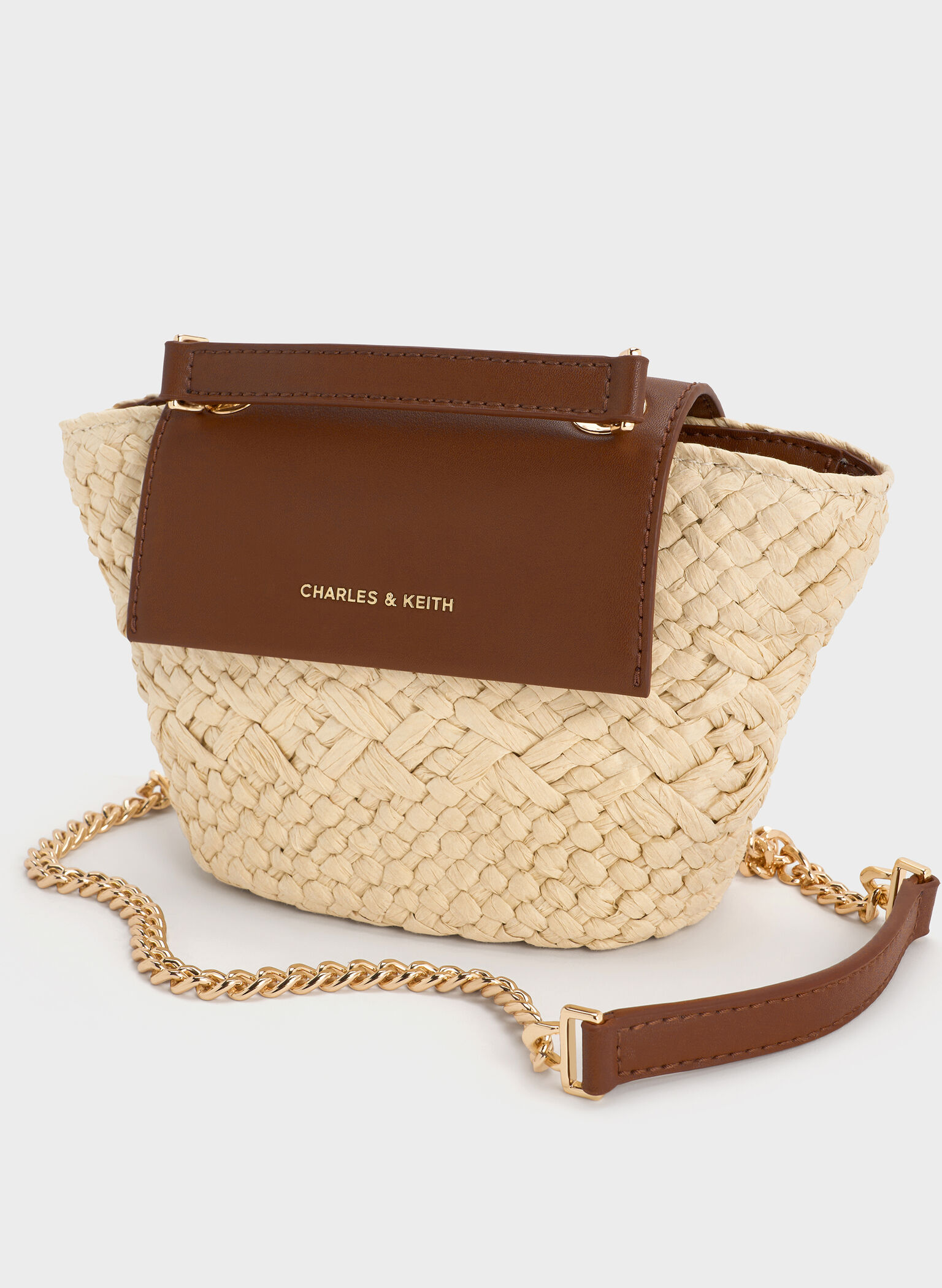 Shalia Raffia Chain-Strap Crossbody Bag, Natural Raffia, hi-res