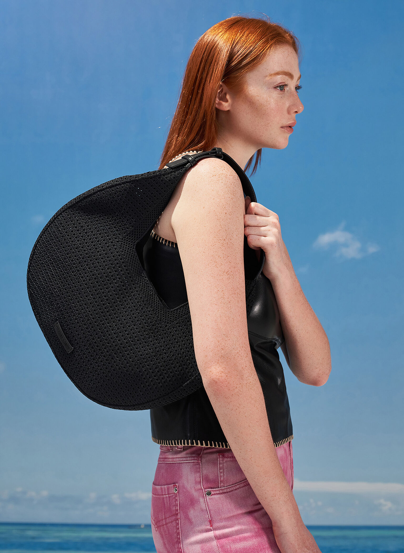 Ida Knitted Hobo Bag, Black, hi-res