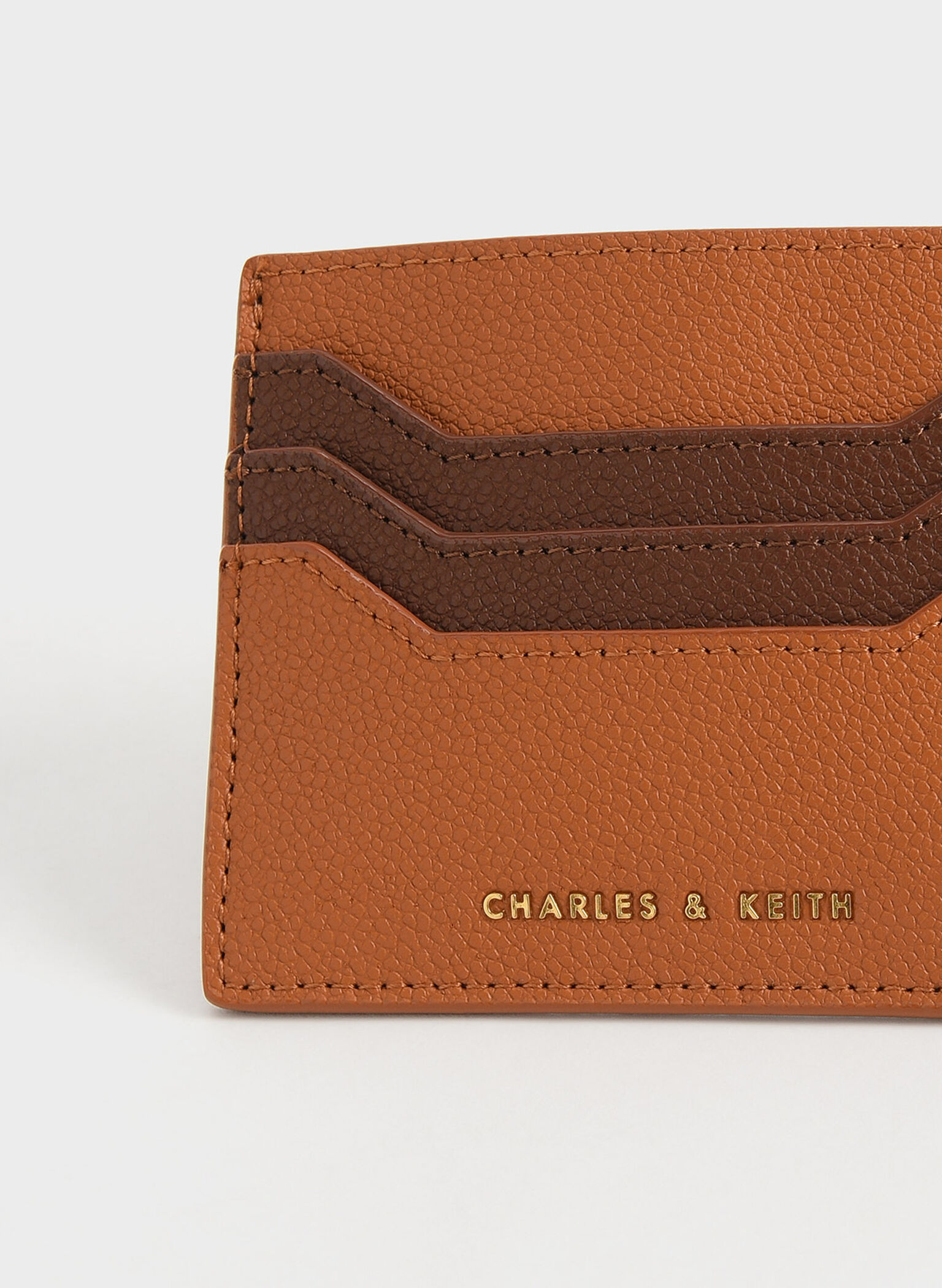 Geometric Multi-Slot Card Holder, Cognac, hi-res