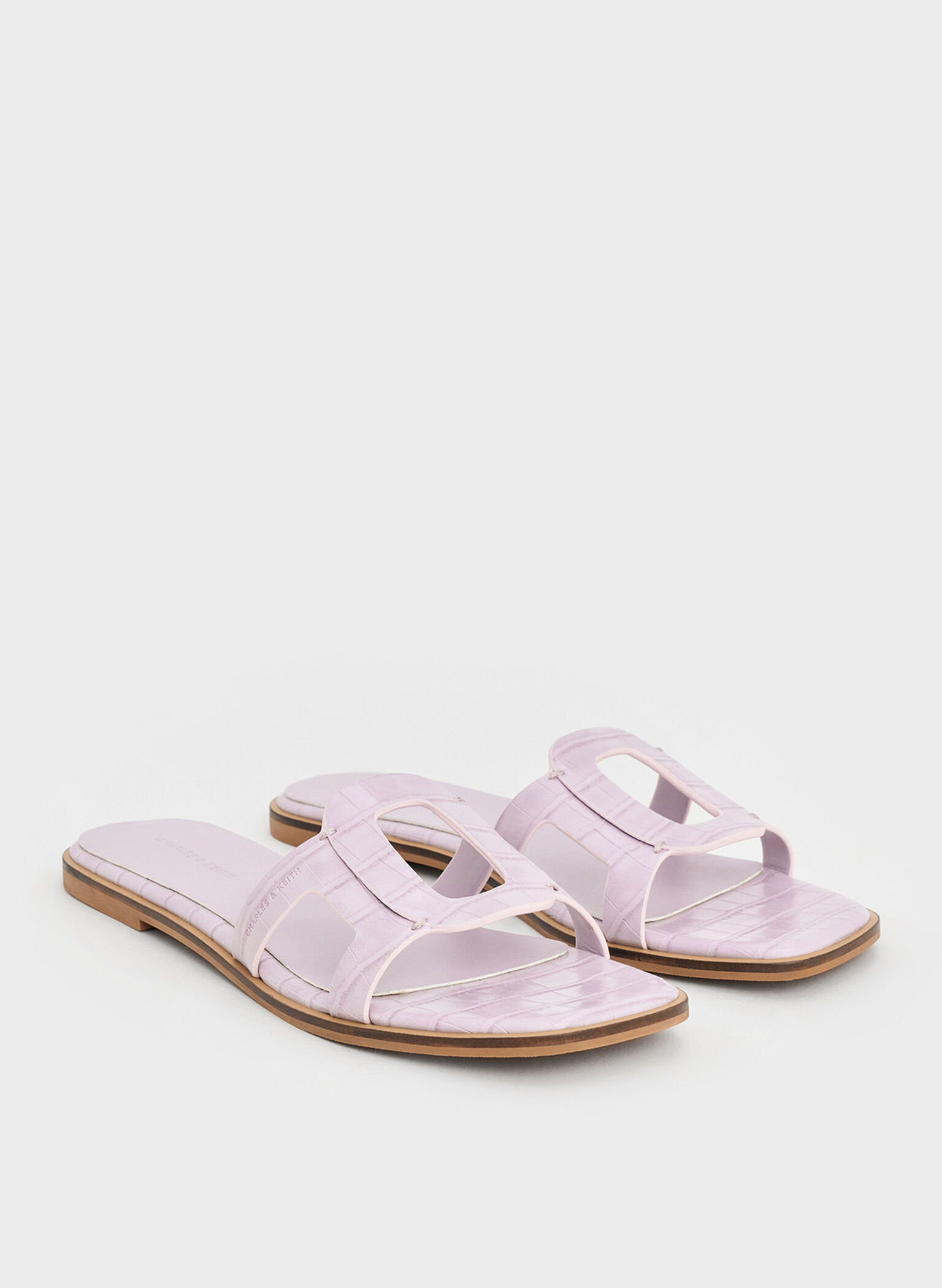 Easley Croc-Effect Cut-Out Slide Sandals, Animal Print Lilac, hi-res
