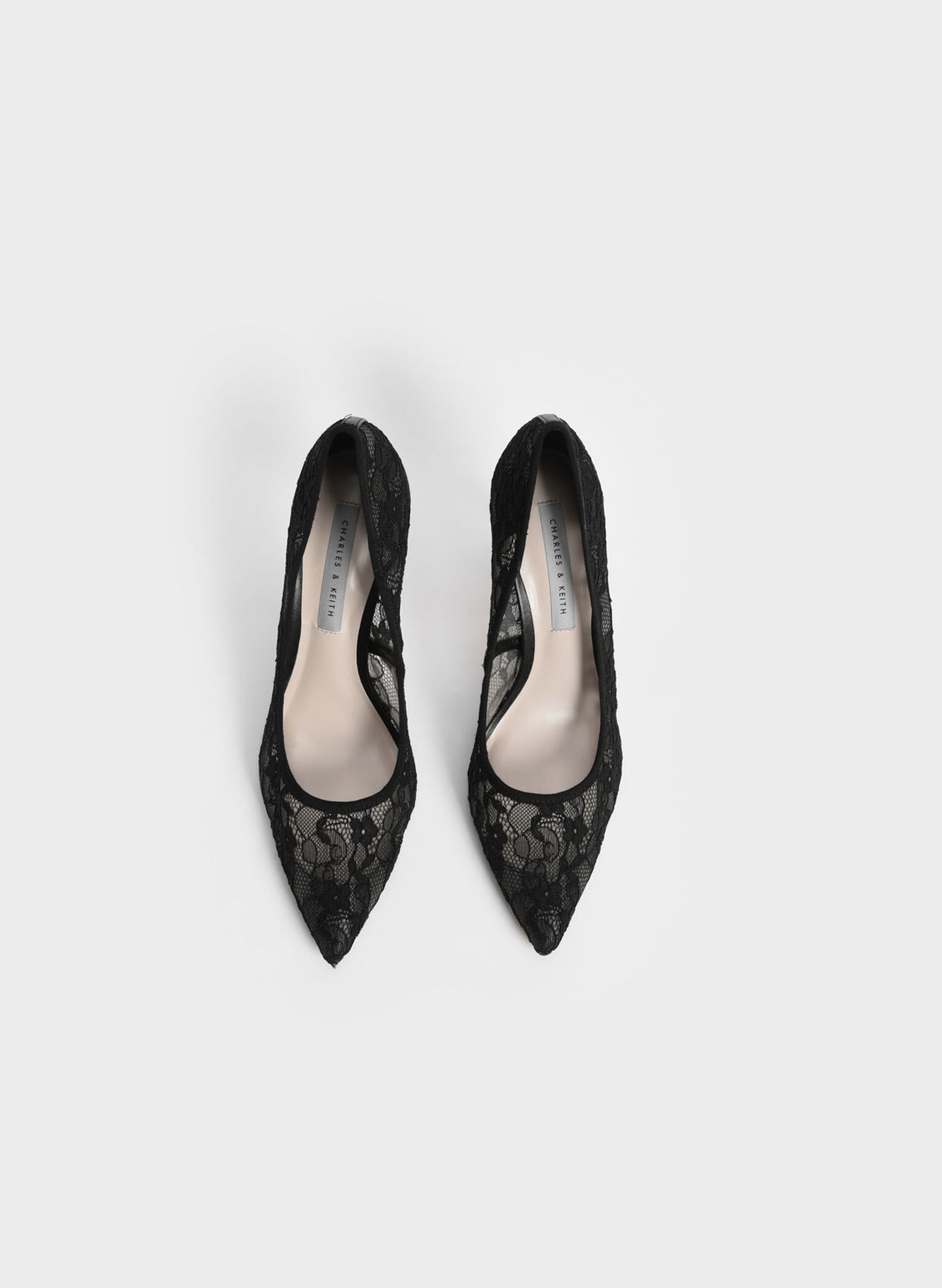 Lace Stiletto Pumps, Black, hi-res