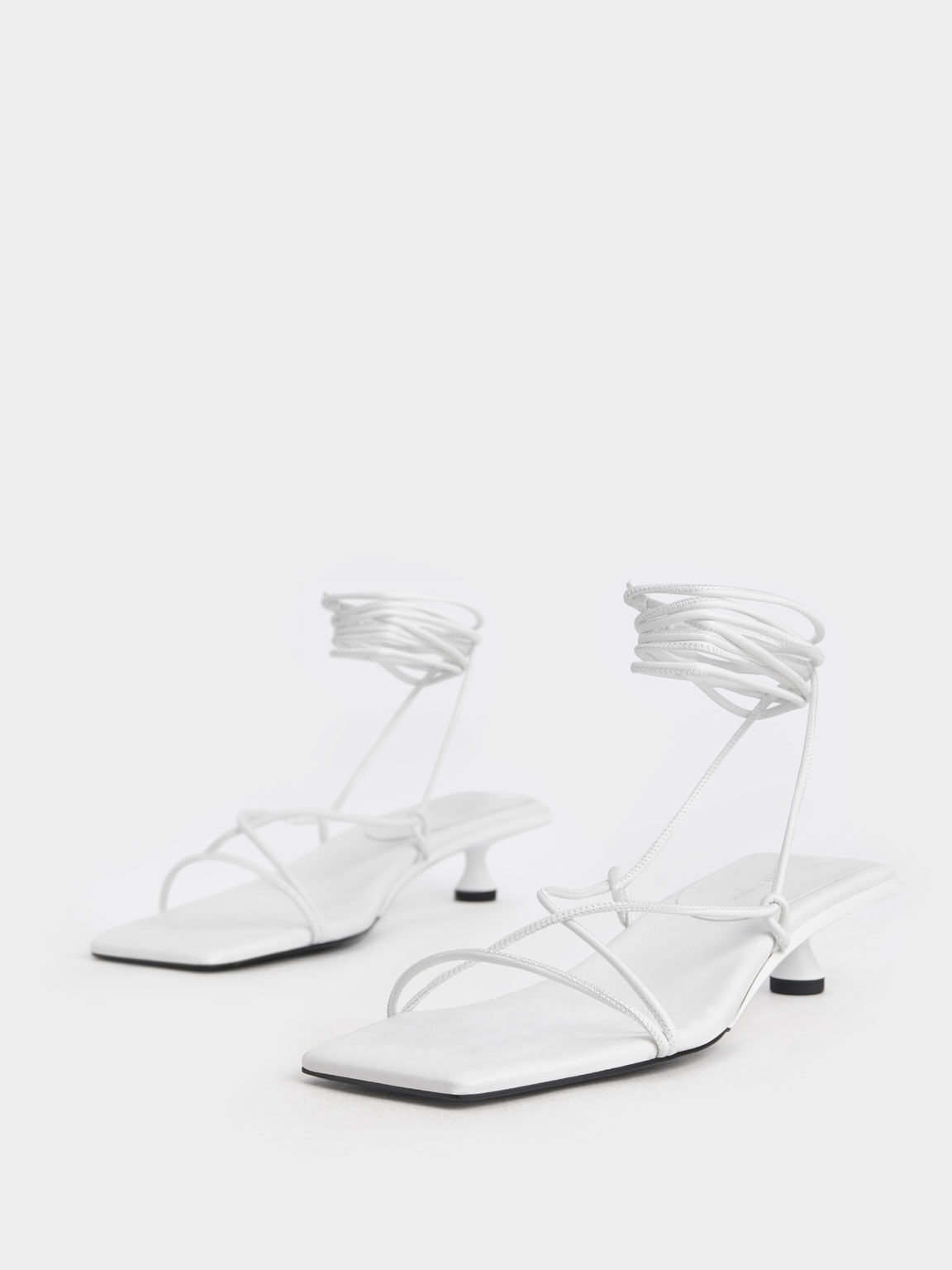 Tie-Around Strappy Sandals, White, hi-res