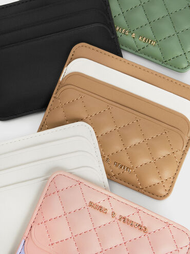 Quilted Multi-Slot Card Holder, Sand, hi-res