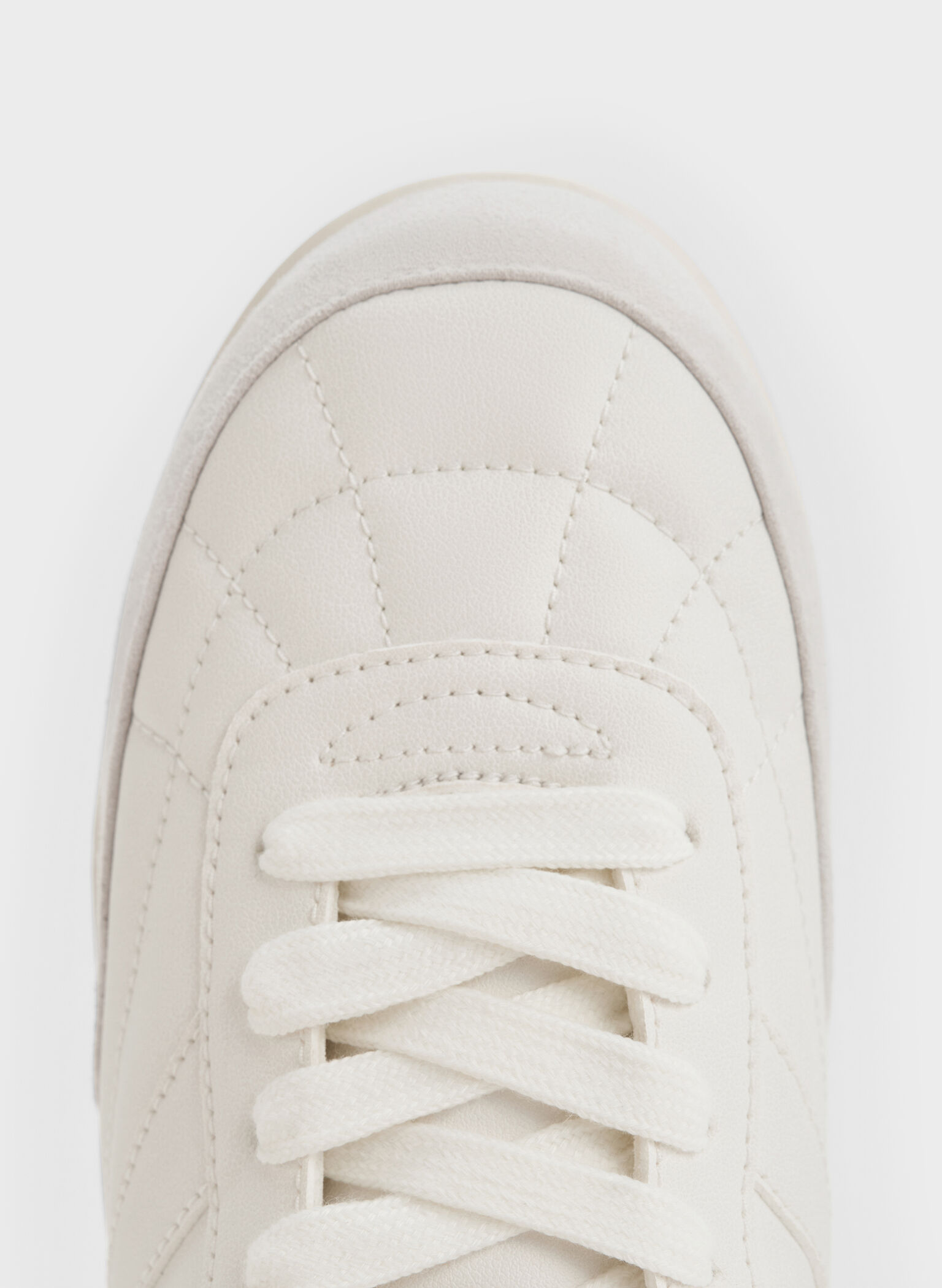 Faux Suede Two-Tone Low-Top Sneakers, White, hi-res