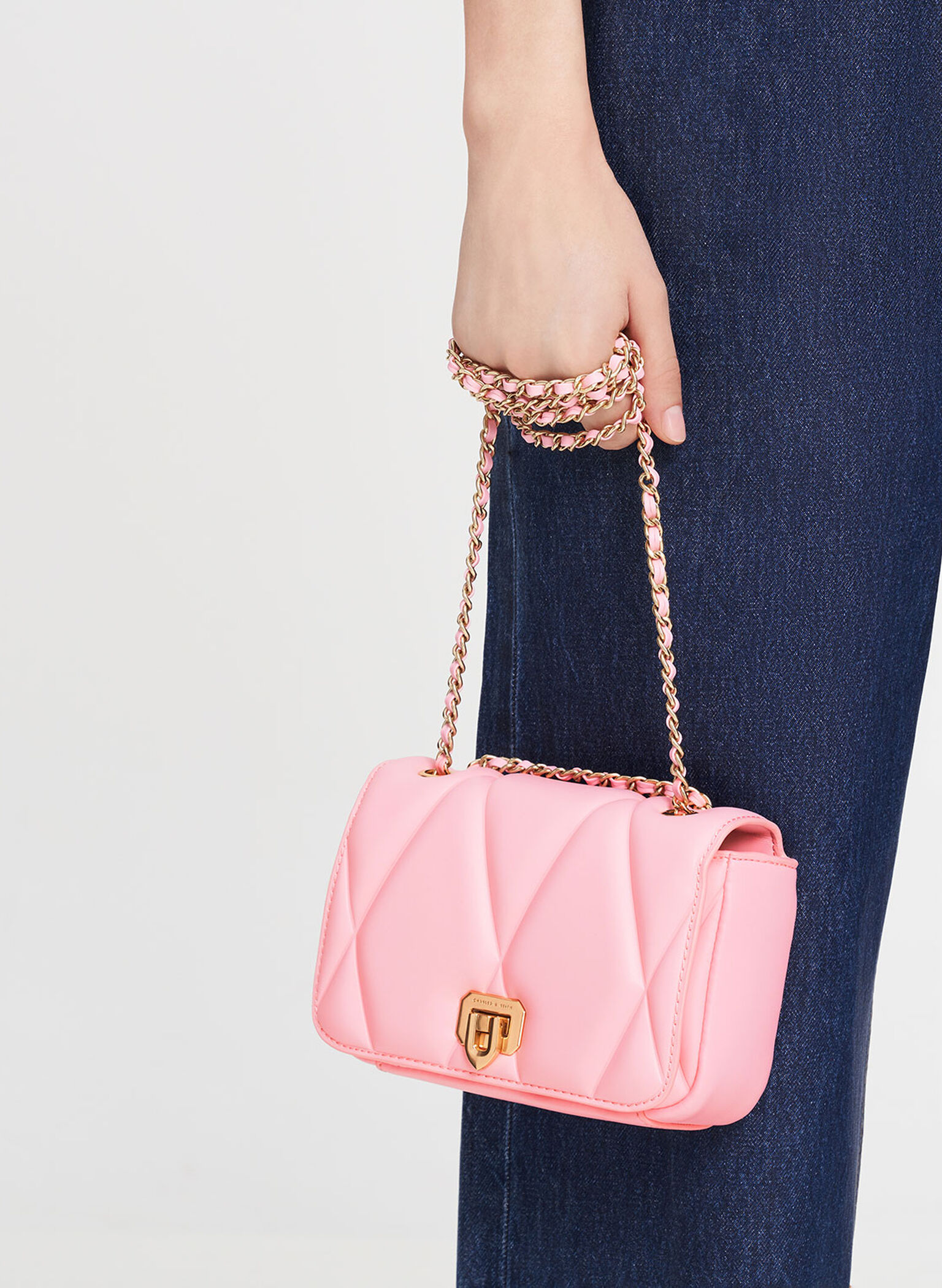Arwen Quilted Shoulder Bag, Pink, hi-res