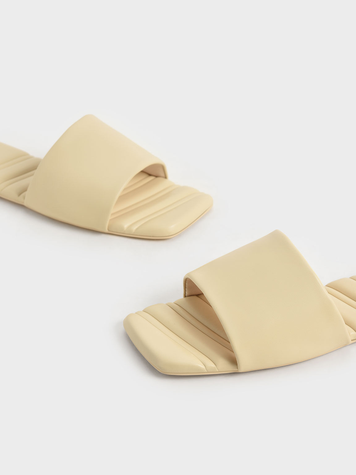 Square Toe Padded Slide Sandals, Yellow, hi-res