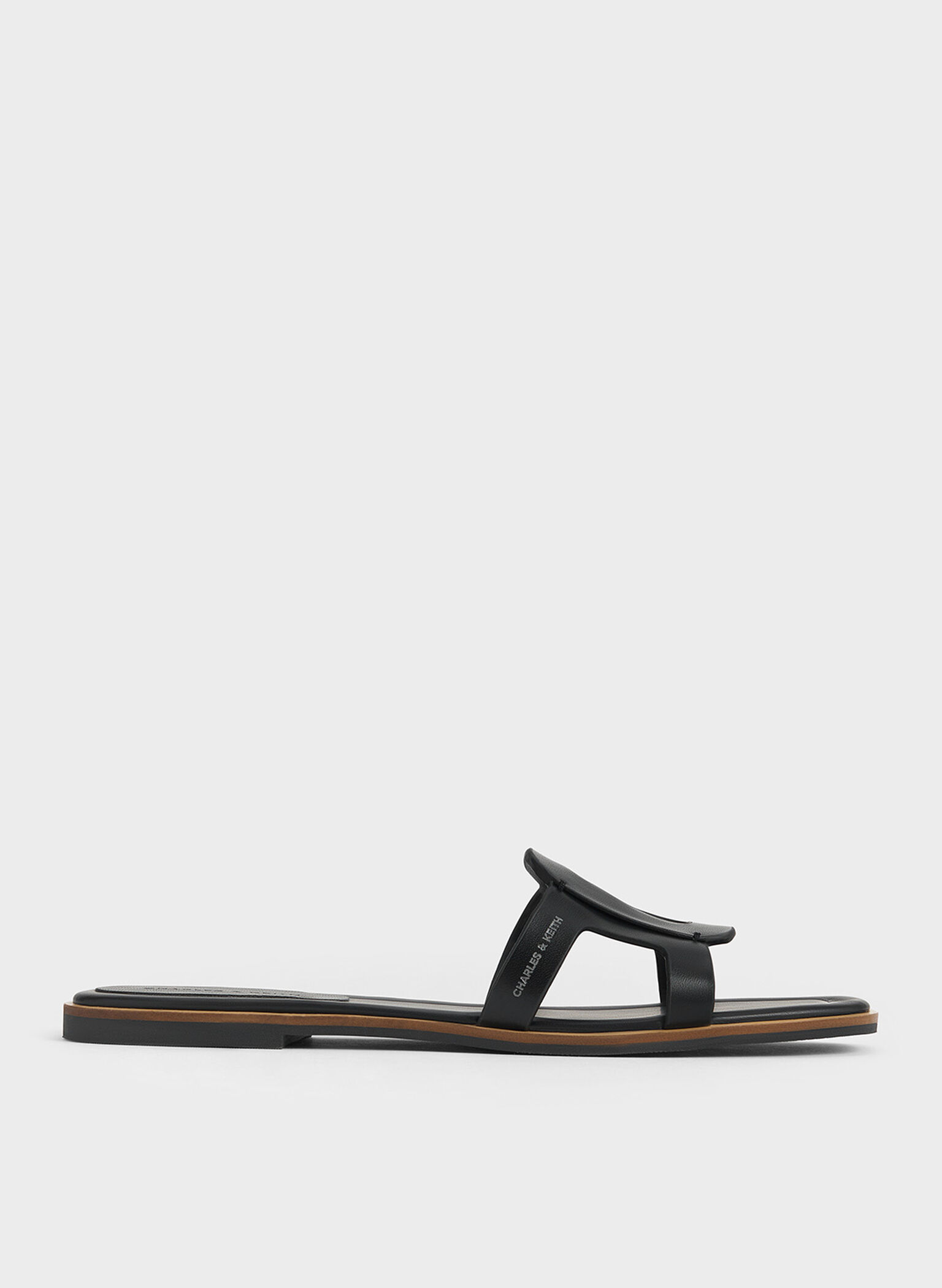 Easley Cut-Out Slide Sandals, Black, hi-res