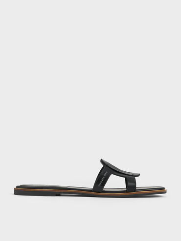 Easley Cut-Out Slide Sandals, Black, hi-res