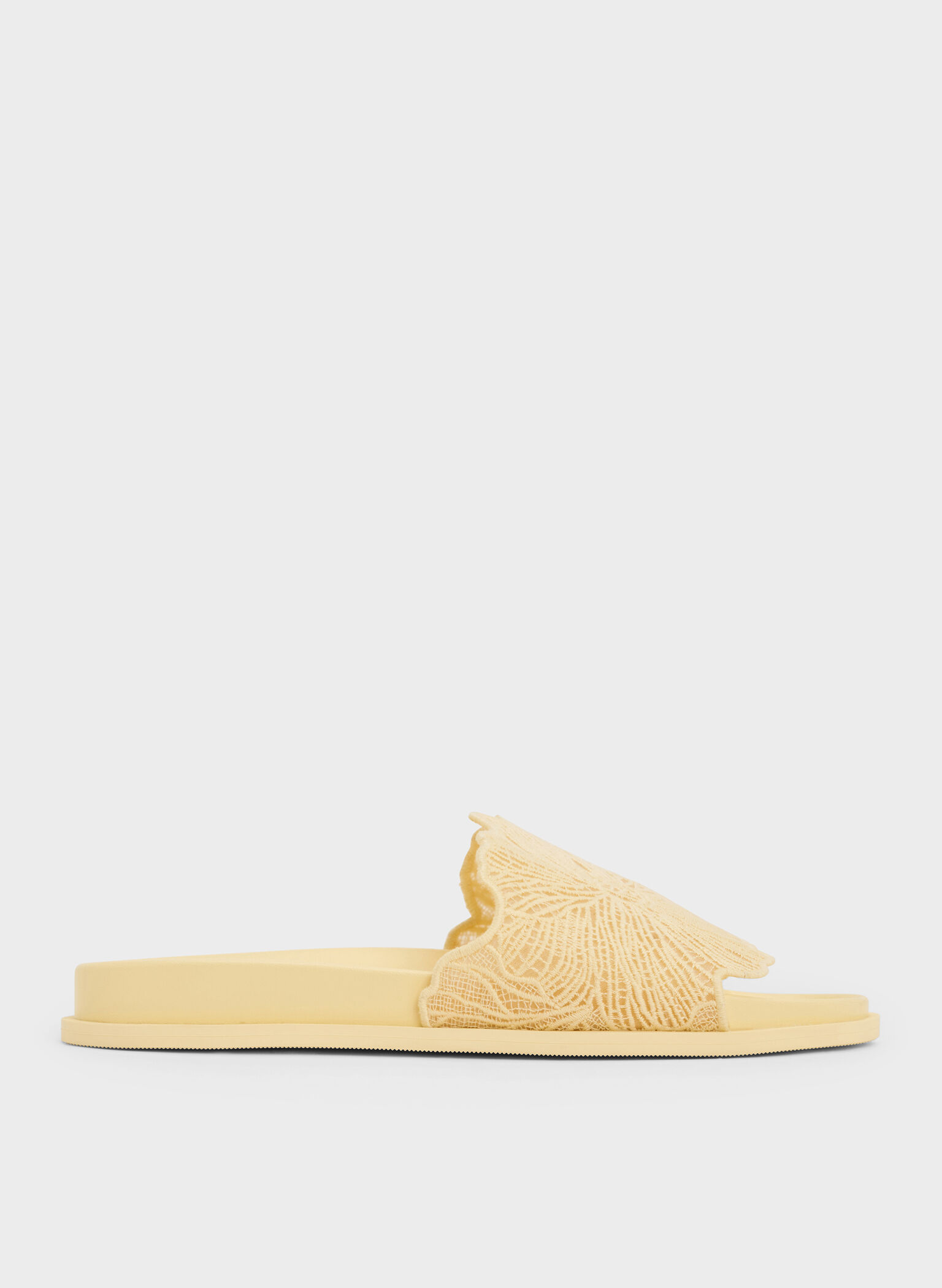 Crochet Floral Slide Sandals, Yellow, hi-res