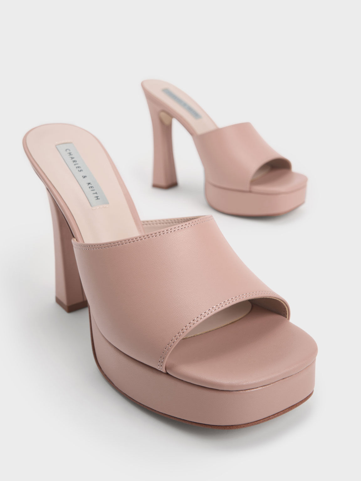 Nude block mules sale