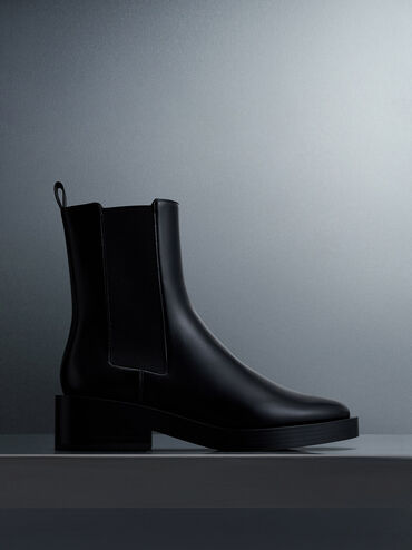 Pull-Tab Chelsea Boots, Black, hi-res
